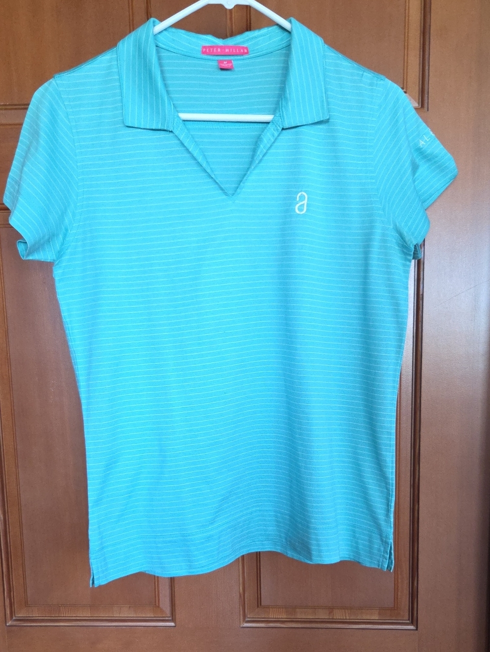 Peter Millar Women's Aqua Striped Short-Sleeve Polo PP12 L24